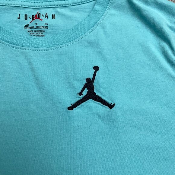 Jordan Air Embroidered T-Shirt Kids Boys XL Blue Short Sleeve Jump Man Crew Tee - Picture 4 of 11